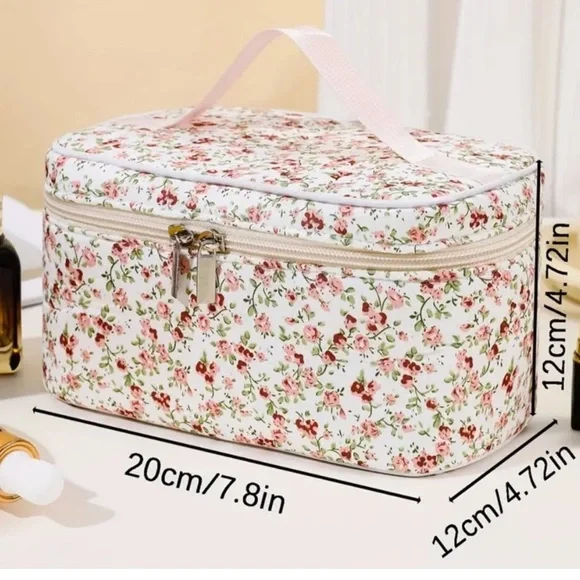 NIP Floral Cosmetic Bag with Pink Handle - Picture 2 of 8